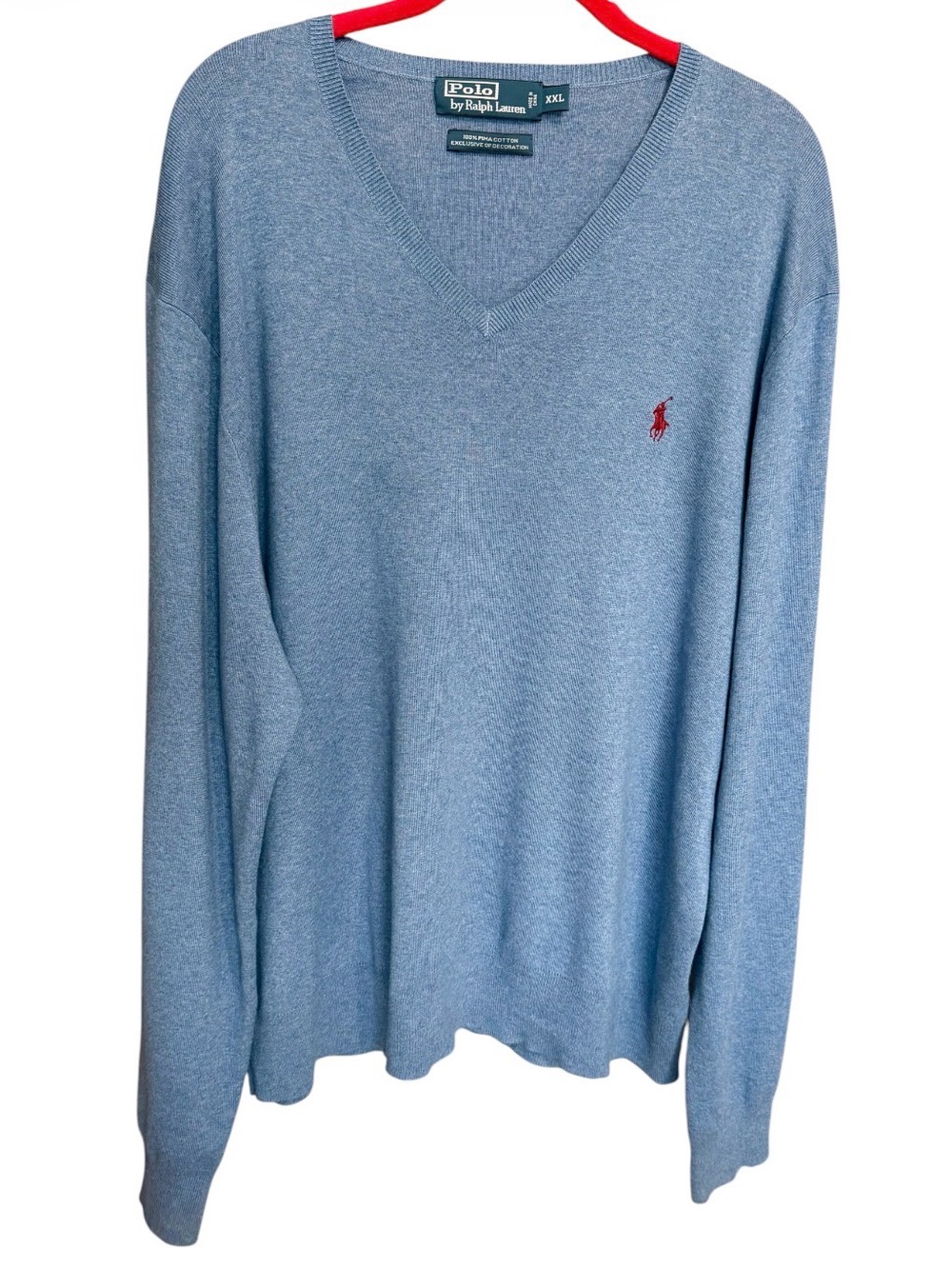 Polo Ralph Lauren Men’s V-neck 100% Cotton Sweater Sz XXL Blue